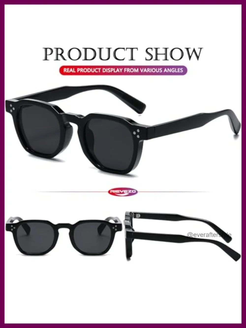 Retro Square Sunglasses for Women Men UV400 Protection Thick Frame Shades
